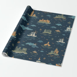 Vintage Travel Design Wrapping Paper Geschenkpapier