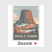 Vintage Travel Devil's Tower Wyoming Retro Landsch Aufkleber (Blatt)