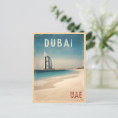 Vintage Travel Dubai UAE Beach Retro Landschaftlic Postkarte (Stehend Vorderseite)