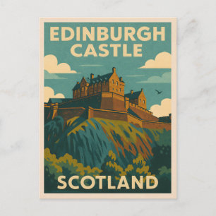 Vintage Travel Edinburgh Castle Scotland Retro Postkarte