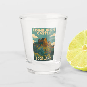 Vintage Travel Edinburgh Castle Scotland Retro Schnapsglas