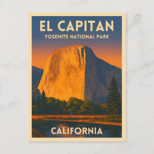 Vintage Travel El Capitan Yosemite Nationalpark Postkarte