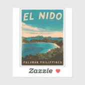 Vintage Travel El Nido Philippines Retro Landschaf Aufkleber (Blatt)