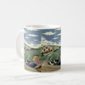 Vintage Travel, elegante Frau im Cabrio Kaffeetasse (Vorderseite Links)