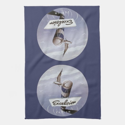 Vintage Travel Excelsior Hotel Zurich Schweiz Küchentuch (Vertikal)