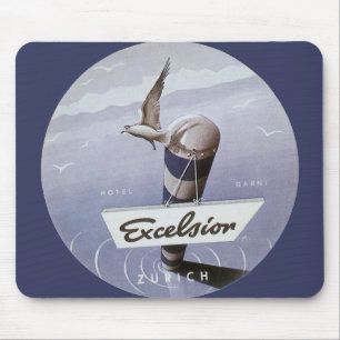 Vintage Travel Excelsior Hotel Zurich Switzerland Mousepad