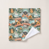 Vintage Travel Explorer-Muster Badhandtuch Set (Waschlappen)