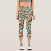 Vintage Travel Explorer-Muster Capri Leggings (Vorderseite)