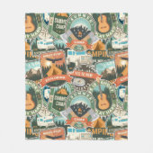 Vintage Travel Explorer-Muster Fleecedecke (Vorderseite)