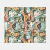 Vintage Travel Explorer-Muster Fleecedecke (Vorderseite (Horizontal))