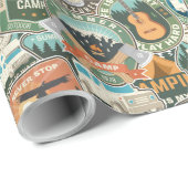 Vintage Travel Explorer-Muster Geschenkpapier (Rolleneckpunkt)