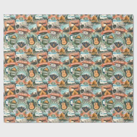 Vintage Travel Explorer-Muster Geschenkpapier (Flach)