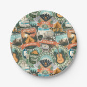 Vintage Travel Explorer-Muster Pappteller (Vorderseite)