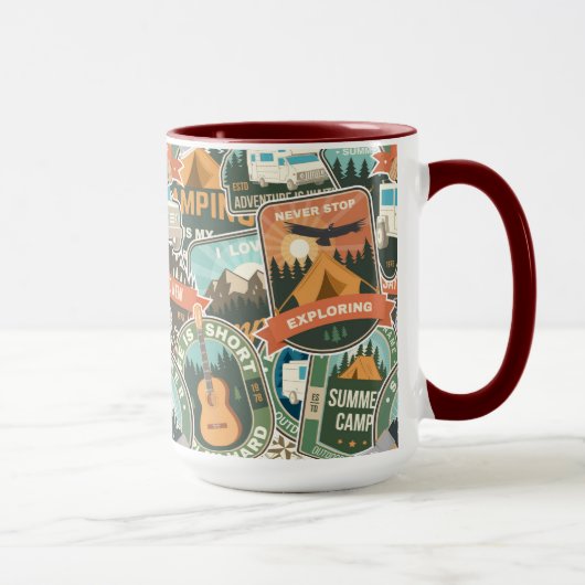 Vintage Travel Explorer-Muster Tasse (Rechts)