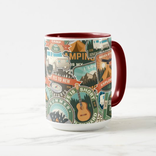 Vintage Travel Explorer-Muster Tasse (VorderseiteRechts)