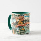 Vintage Travel Explorer-Muster Tasse (Vorderseite Links)