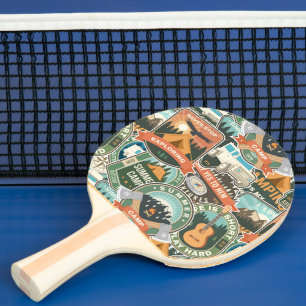 Vintage Travel Explorer-Muster Tischtennis Schläger