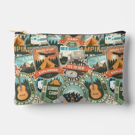 Vintage Travel Explorer-Muster Zubehörtasche (Vorderseite)