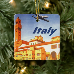 Vintage Travel Florence Firenze Italy Bridge River Keramikornament