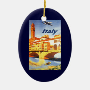 Vintage Travel Florenz Firenze Italien Brücke Flus Keramik Ornament