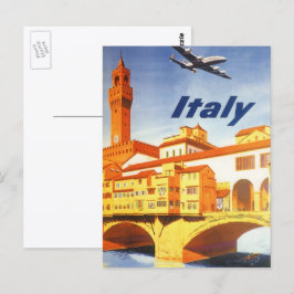 Vintage Travel Florenz Firenze Italien Brücke Flus Postkarte