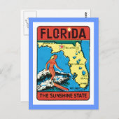 Vintage Travel Florida FL Staat Label Postkarte (Vorne/Hinten)