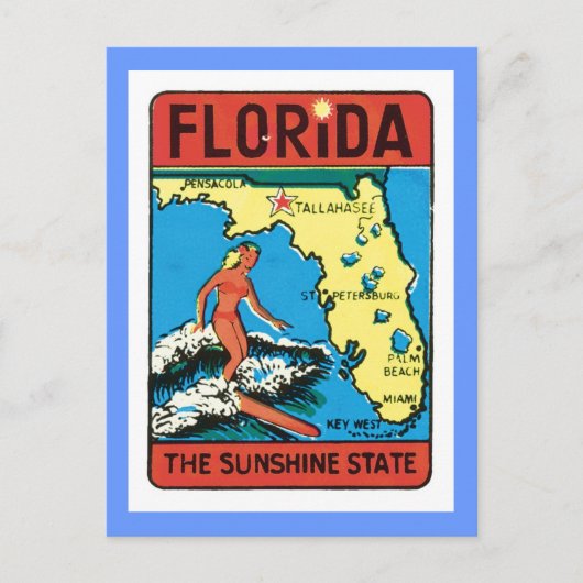 Vintage Travel Florida FL Staat Label Postkarte (Vorderseite)