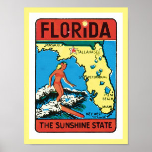 Vintage Travel Florida FL Staat Poster