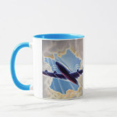 Vintage Travel, Flugzeug in Wolken in Sky Tasse (Links)