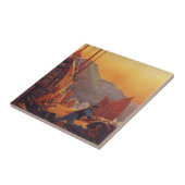 Vintage Travel, Flugzeug Over Junks in Hongkong Fliese (Seite)