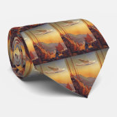 Vintage Travel, Flugzeug Over Junks in Hongkong Krawatte (Gerollt)