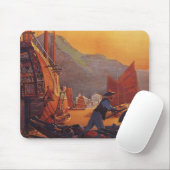 Vintage Travel, Flugzeug Over Junks in Hongkong Mousepad (Mit Mouse)