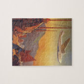 Vintage Travel, Flugzeug Over Junks in Hongkong Puzzle (Horizontal)