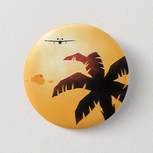 Vintage Travel, Flugzeug über Hawaii Button