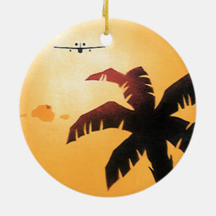 Vintage Travel, Flugzeug über Hawaii Keramikornament
