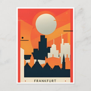Vintage Travel Frankfurt Skyline Deutschland Vinta Postkarte