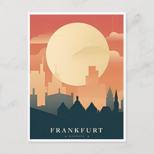 Vintage Travel Frankfurt Skyline Deutschland Vinta Postkarte (Vorderseite)