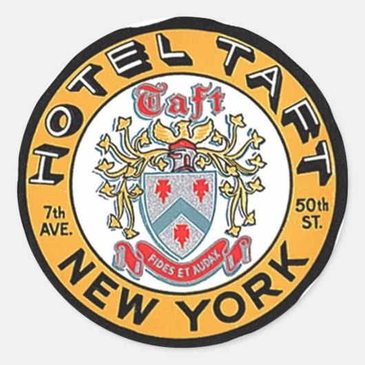 Vintage Travel Gepäck Stickers NYC NY Hotel Taft (Vorderseite)