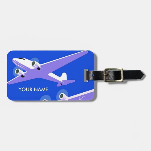 Vintage Travel Gepäck Tag Blue Gepäckanhänger (Vorderseite horizontal)