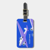 Vintage Travel Gepäck Tag Blue Gepäckanhänger (Vorderseite vertikal)