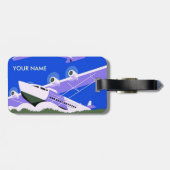 Vintage Travel Gepäck Tag Blue Gepäckanhänger (Rückseite horizontal)