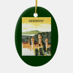 Vintage Travel, German Castle, Bayern Deutschland Keramik Ornament