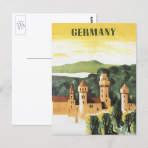 Vintage Travel, German Castle, Bayern Deutschland Postkarte