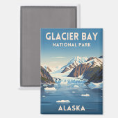 Vintage Travel Glacier Bay National Park Alaska Magnet (Vorderseite/Rückseite)
