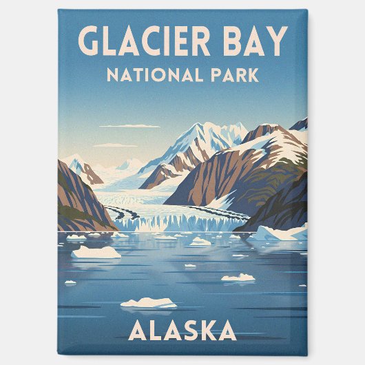 Vintage Travel Glacier Bay National Park Alaska Magnet (Vorderseite)