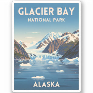 Vintage Travel Glacier Bay Nationalpark Alaska Aufkleber
