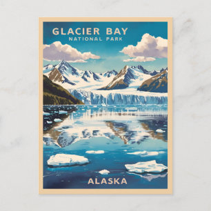Vintage Travel Glacier Bay Nationalpark Alaska Postkarte