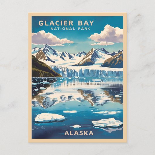 Vintage Travel Glacier Bay Nationalpark Alaska Postkarte (Vorderseite)