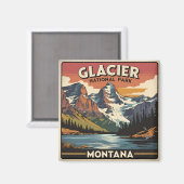 Vintage Travel Glacier Nationalpark Montana Magnet (Vorderseite/Rückseite)