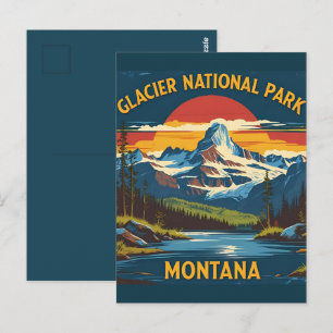 Vintage Travel Glacier Nationalpark Montana Postkarte